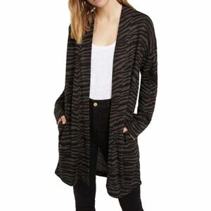 Sanctuary Black and Gray Striped Sweater